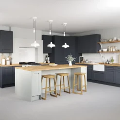 Corniche et bandeau cache-lumière GoodHome Garcinia bleu mat H. 35 mm x l. 2.4 m x Ep. 59.5 mm