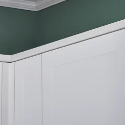 Corniche et bandeau cache-lumière GoodHome Artemisia Blanc H. 35 mm x l. 2.4 m x Ep. 59.5 mm