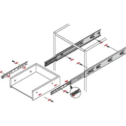 Coulisse à bille largeur de montage 12,7 mm (la paire) - Hettich - 300 mm