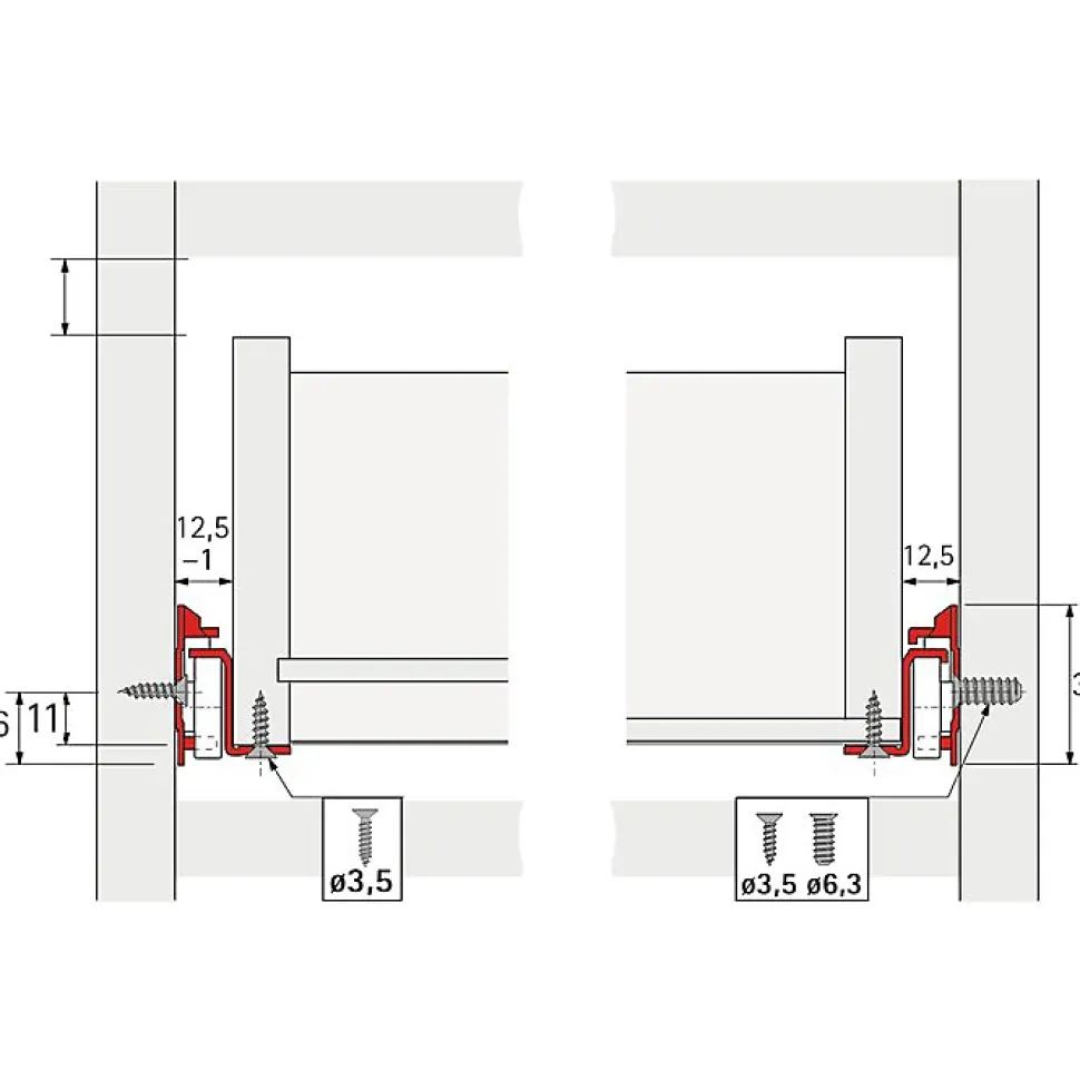 Coulisse 25 kg pour tiroir en bois (la paire) - Hettich - 400 mm
