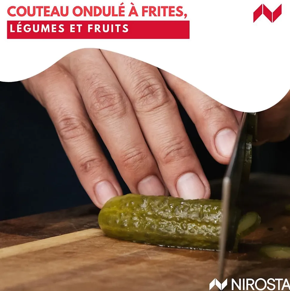 Couteau à lame ondulée pour frites, légumes et fruits Nirosta