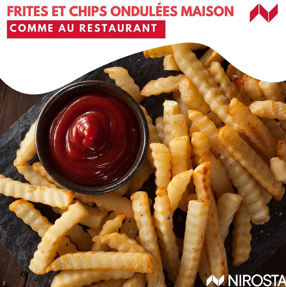Couteau à lame ondulée pour frites, légumes et fruits Nirosta