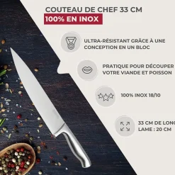 Couteau de chef 33 cm en inox Nirosta Star