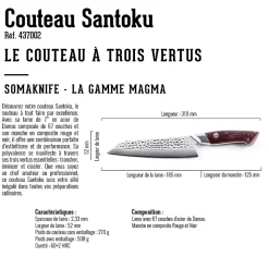 Couteau de chef SANTOKU 7 pouces, gamme Magma - SOMAGIC