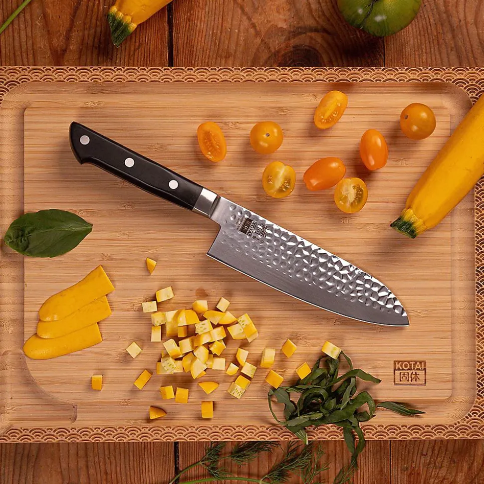 Couteau Santoku Hashi Tsuchime Lame 17 cm - KOTAI - Couteau japonais Gris