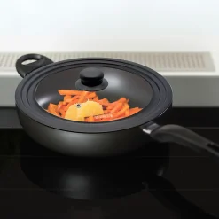 Couvercle de cuisson 16/18/20 cm en verre et acier carbone pour poêles Elo