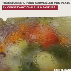 Couvercle de cuisson adaptable de 24 à 28 cm en verre et silicone Fackelmann
