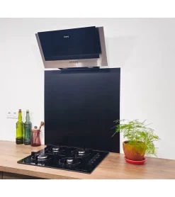 Crédence - Fond de hotte - Aluminium Anodisé Brossé Noir - H70cm x L120cm