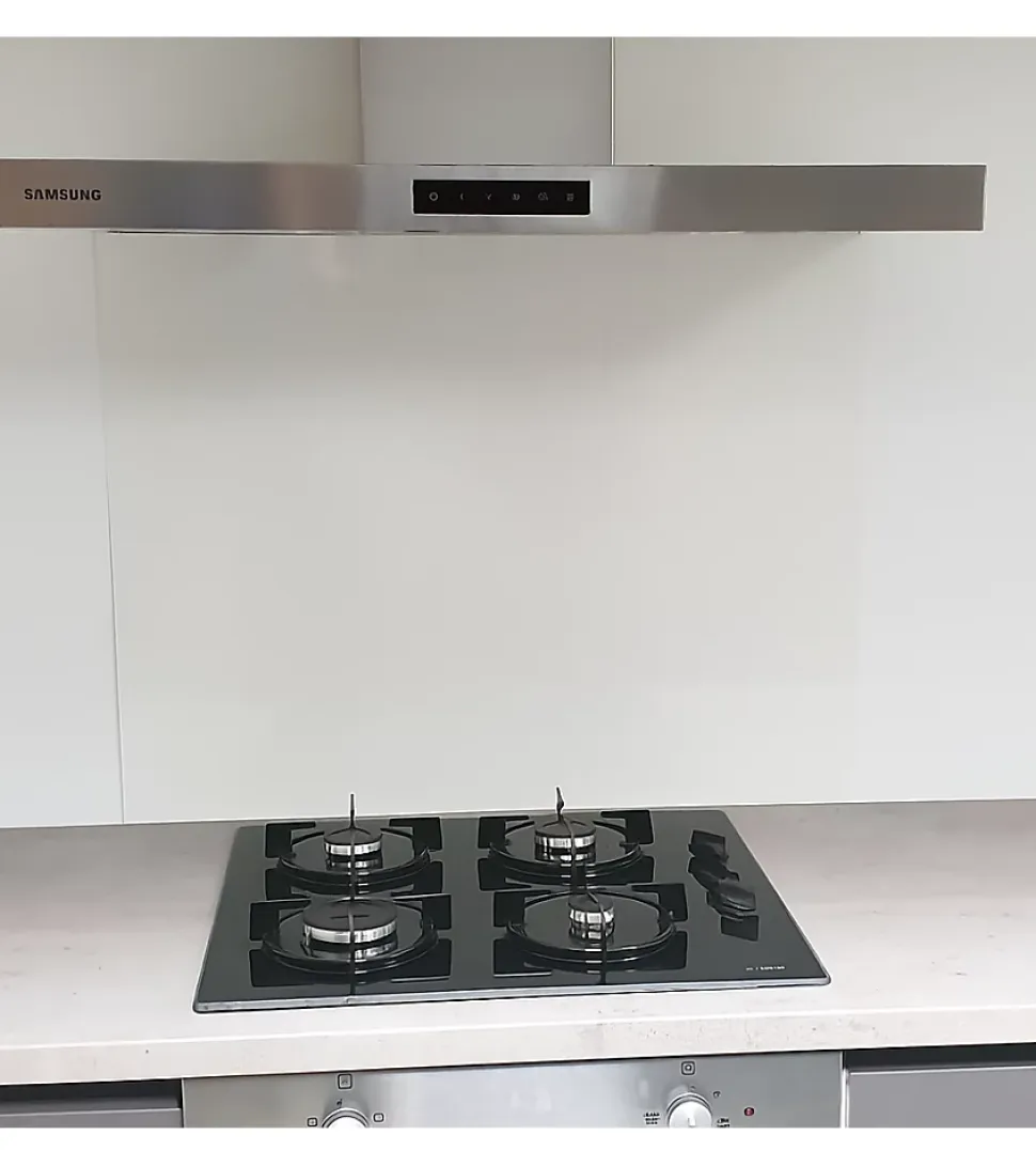 Crédence - Fond de hotte - Aluminium Blanc RAL 9010 sat - H55cm x L90cm