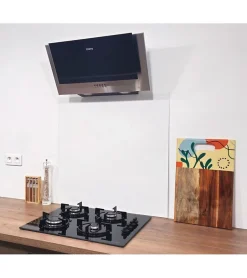 Crédence - Fond de hotte - Aluminium Blanc Signalisation RAL 9016 Brillant - H65cm x L60cm