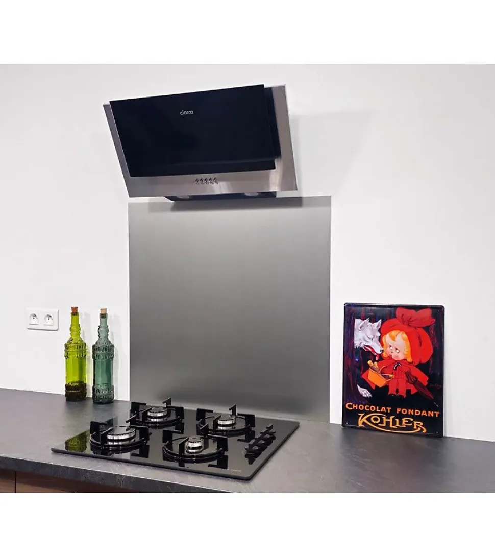 Crédence - Fond de hotte - Aluminium Anodisé Brossé - H75cm x L70cm