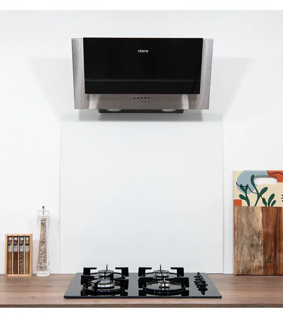 Crédence - Fond de hotte - Aluminium Blanc Signalisation RAL 9016 Brillant - H40cm x L90cm