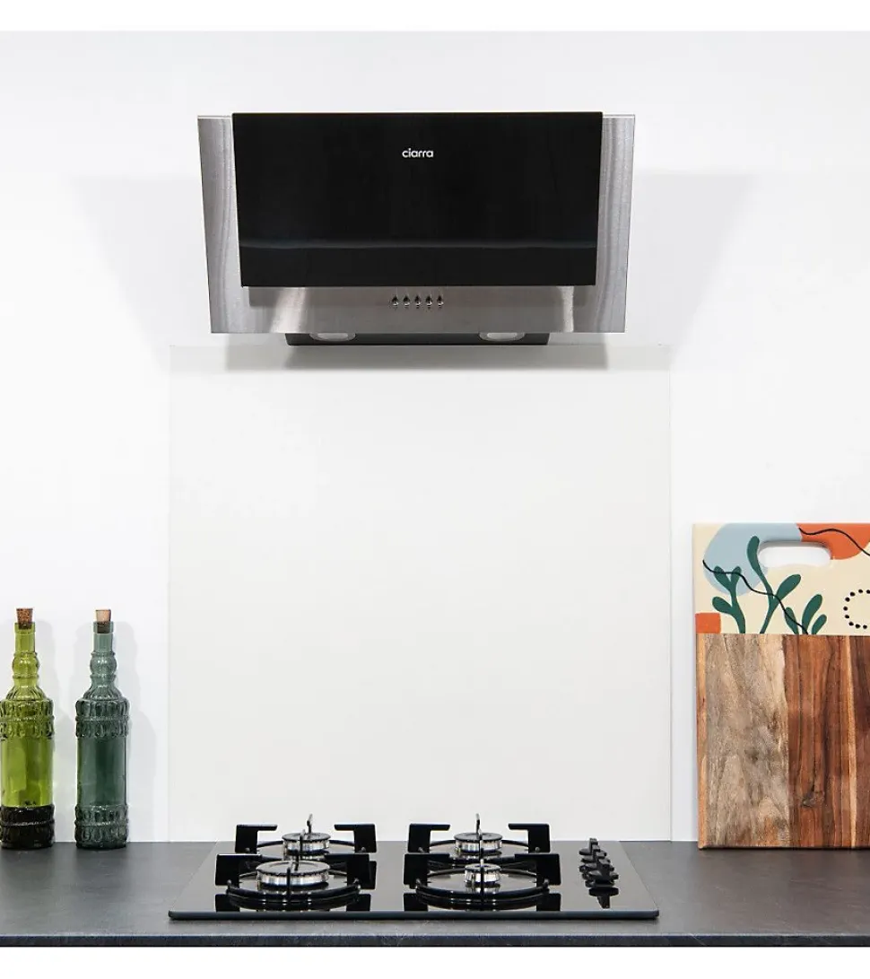 Crédence - Fond de hotte - Aluminium Blanc RAL 9010 sat - H50cm x L60cm