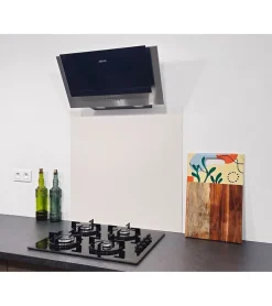 Crédence - Fond de hotte - Aluminium Blanc RAL 9010 sat - H55cm x L100cm