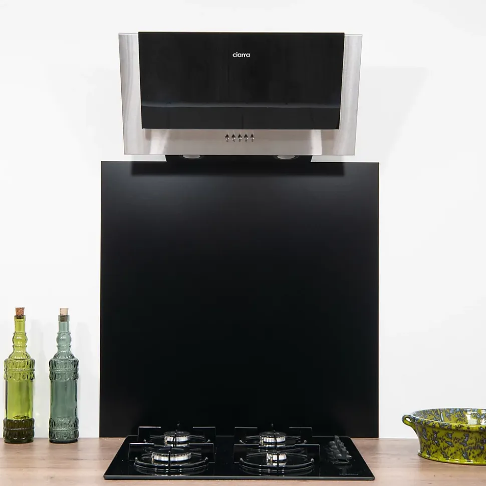 Crédence - Fond de hotte - Aluminium Noir RAL 9005 sat - H75cm x L110cm