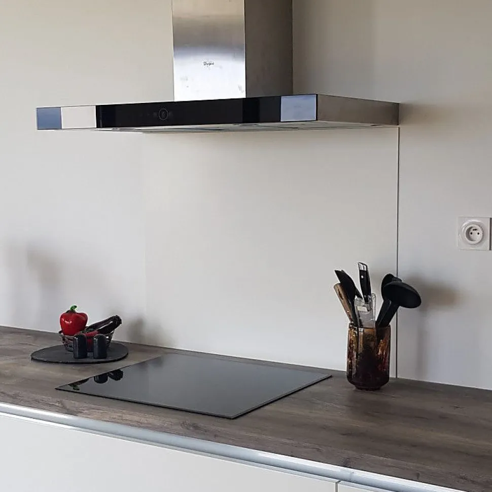 Crédence - Fond de hotte - Aluminium Blanc RAL 9010 sat - H20cm x L50cm