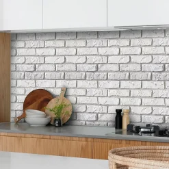 Crédence adhésive briques blanches 60x200 cm