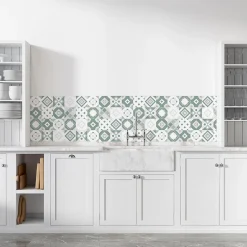 Crédence Adhésive Carreaux Vert Sauge 200 x 40 cm