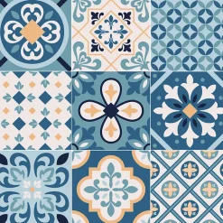 Crédence adhésive carreaux de ciment bleu et beige 60x100 cm