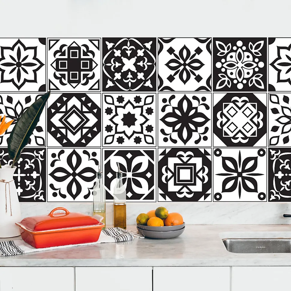 Crédence adhésive carreaux de ciment noir et blanc 40x400 cm