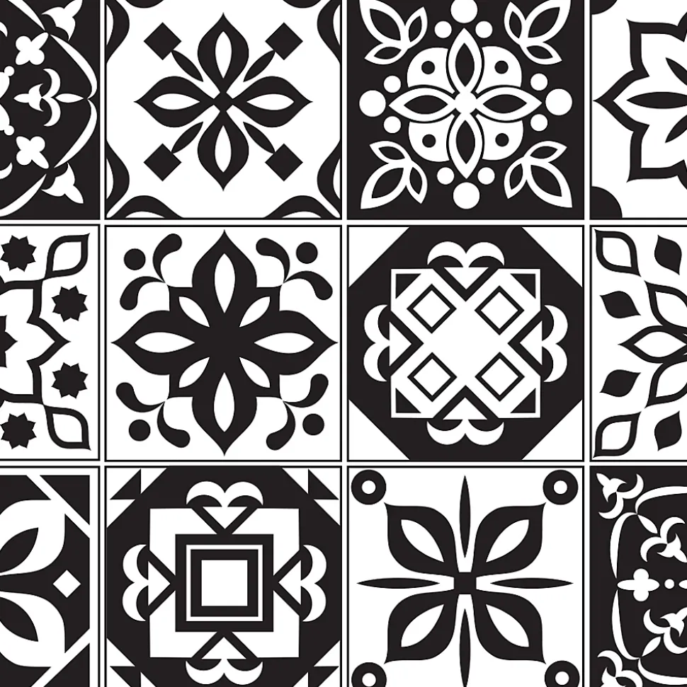 Crédence adhésive carreaux de ciment noir et blanc 40x400 cm