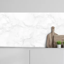 Crédence adhésive effet marbre blanc 30x70 cm