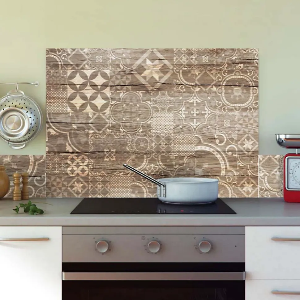 Crédence adhésive en aluminium imitation Bois