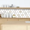 Crédence adhésive losange blanc beige 40x300 cm
