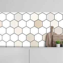 Crédence adhésive losange blanc beige 40x300 cm