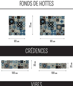Crédence Alu Adhésive carreaux de ciment VIBES 100 cm x 20 cm Ma Nouvelle Déco