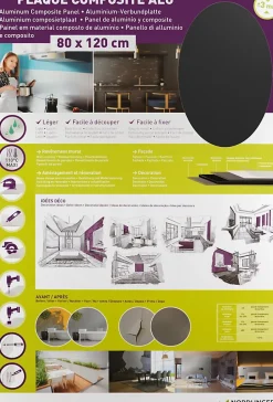 Crédence aluminium noire brillante 120 x 80 cm