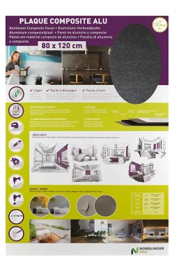 Crédence aluminium noire brossée 120 x 80 cm