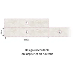 Crédence cuisine adhésive en vinyle imitation marbre beige, 200 x 40 cm, design raccordable