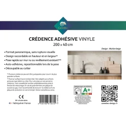 Crédence cuisine adhésive en vinyle imitation marbre beige, 200 x 40 cm, design raccordable