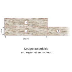 Crédence cuisine adhésive en vinyle imitation bois délavé, 200 x 40 cm, design raccordable