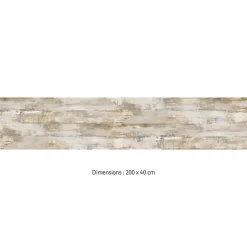 Crédence cuisine adhésive en vinyle imitation bois délavé, 200 x 40 cm, design raccordable
