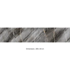 Crédence cuisine adhésive en vinyle imitation marbre gris et or, 200 x 40 cm, design raccordable