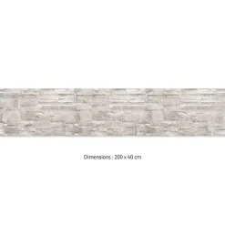 Crédence cuisine adhésive en vinyle effet mur de pierres blanches, 200 x 40 cm, design raccordable