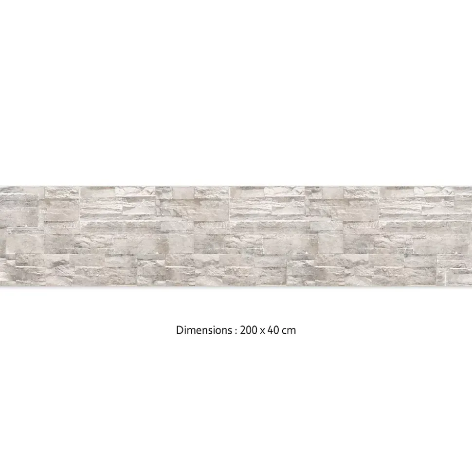 Crédence cuisine adhésive en vinyle effet mur de pierres blanches, 200 x 40 cm, design raccordable
