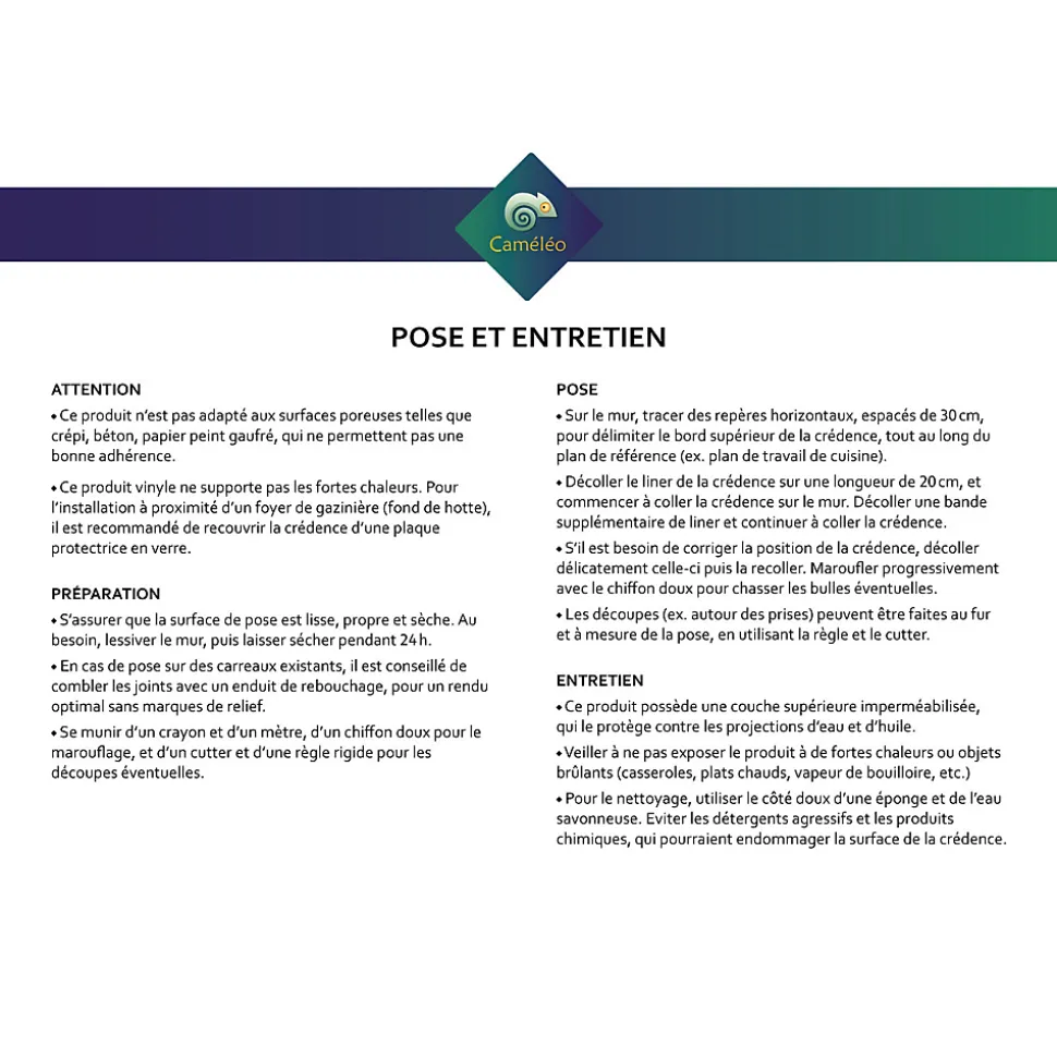 Crédence cuisine adhésive en vinyle modèle art déco 1925, 200 x 40 cm, design raccordable