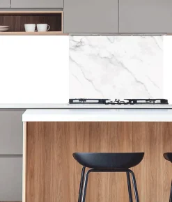 Crédence Cuisine Aluminium MARBRE BLANC 100 cm x 20 cm Ma Nouvelle Décoration