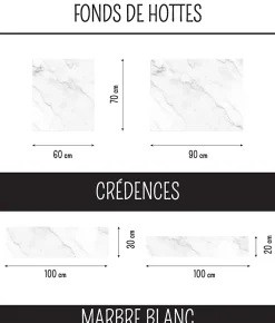 Crédence Cuisine Aluminium MARBRE BLANC 100 cm x 20 cm Ma Nouvelle Décoration