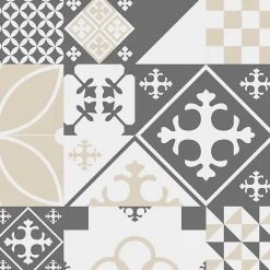 Crédence cuisine en aluminium - effet carreaux de ciment gris - 200x20 cm (en 2 bandeaux)