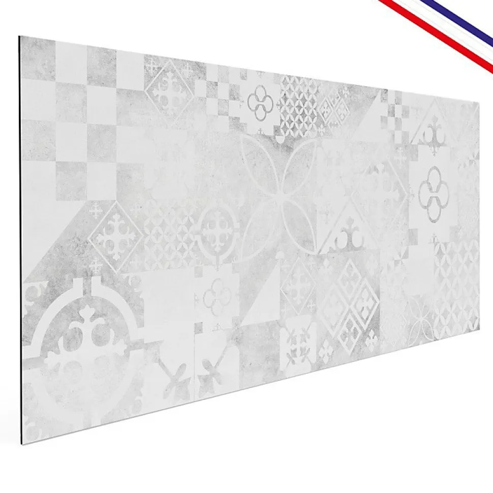 Crédence cuisine en aluminium - effet carreaux de ciment gris - 200x20 cm (en 2 bandeaux)