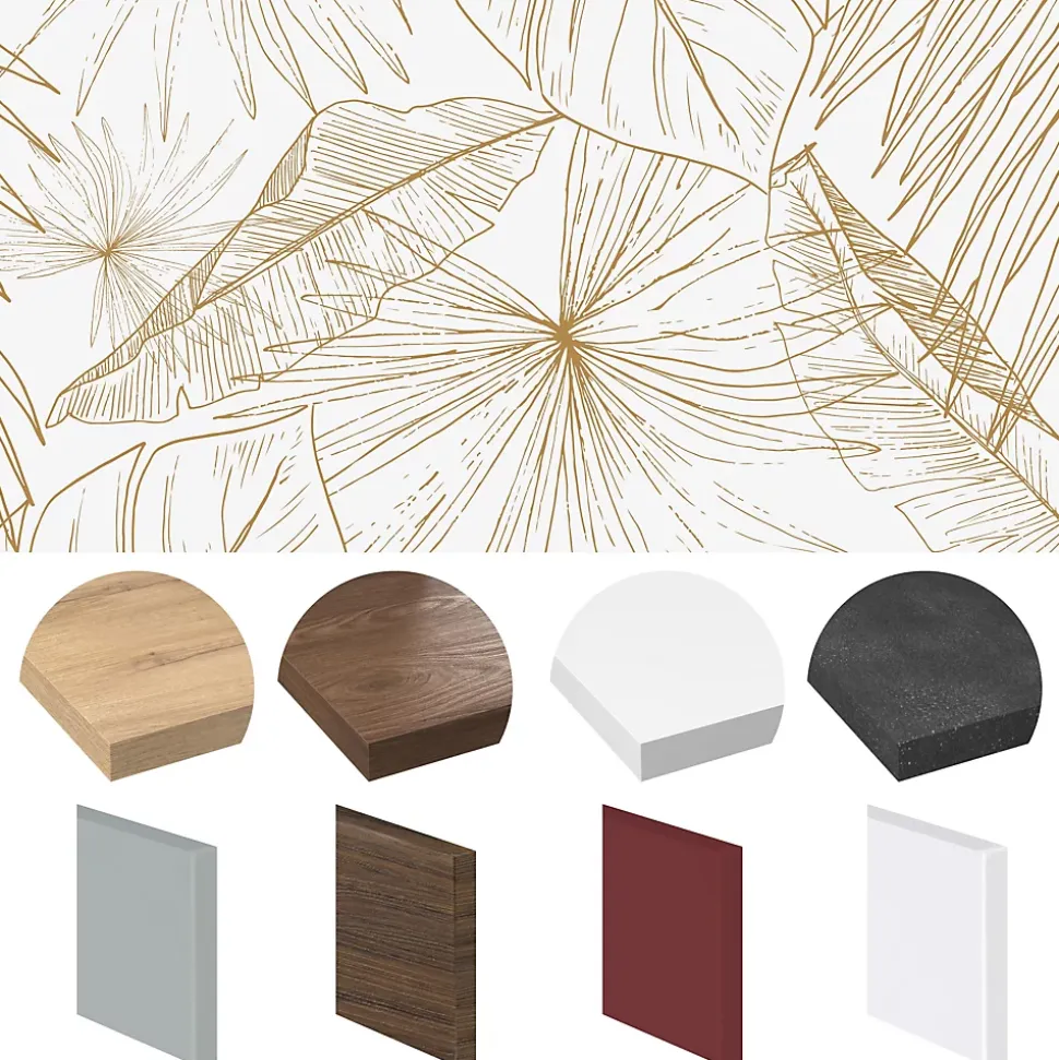 Crédence cuisine en aluminium - floral caramel - 300x20 cm (en 3 bandeaux)