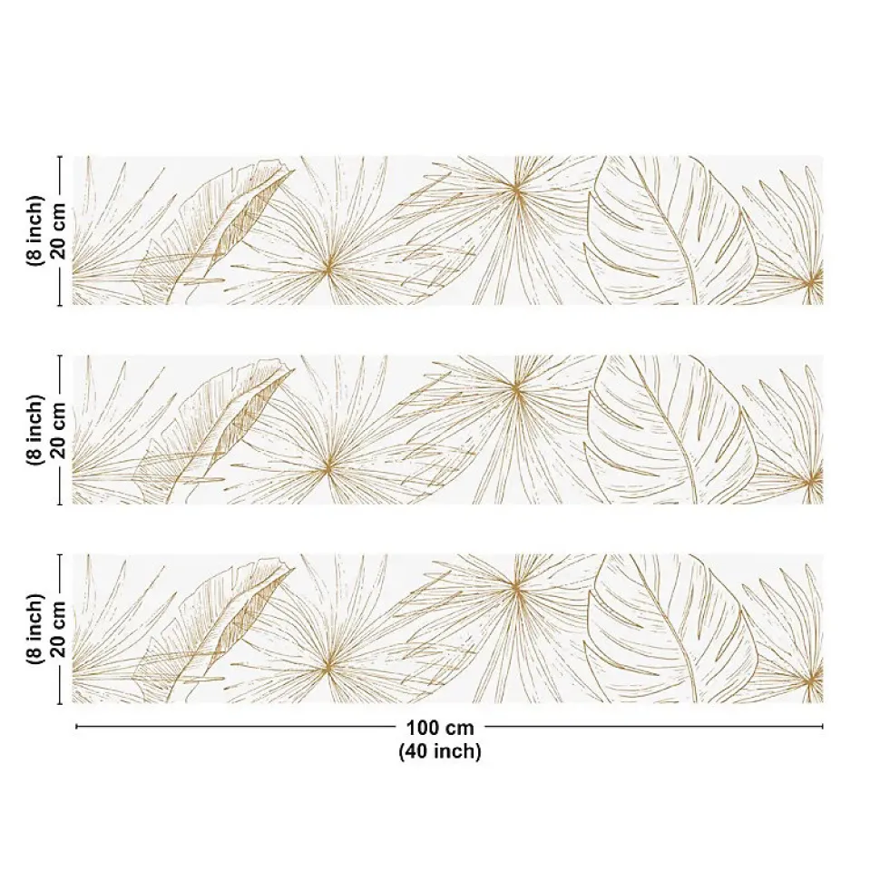 Crédence cuisine en aluminium - floral caramel - 300x20 cm (en 3 bandeaux)