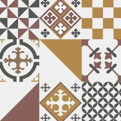 Crédence cuisine en aluminium - effet carreaux de ciment orange - 240x50 cm (en 2 bandeaux)