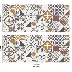 Crédence cuisine en aluminium - effet carreaux de ciment orange - 240x50 cm (en 2 bandeaux)