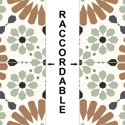 Crédence cuisine en aluminium - effet carreaux de ciment marron et vert - 180x20 cm (en 2 bandeaux)