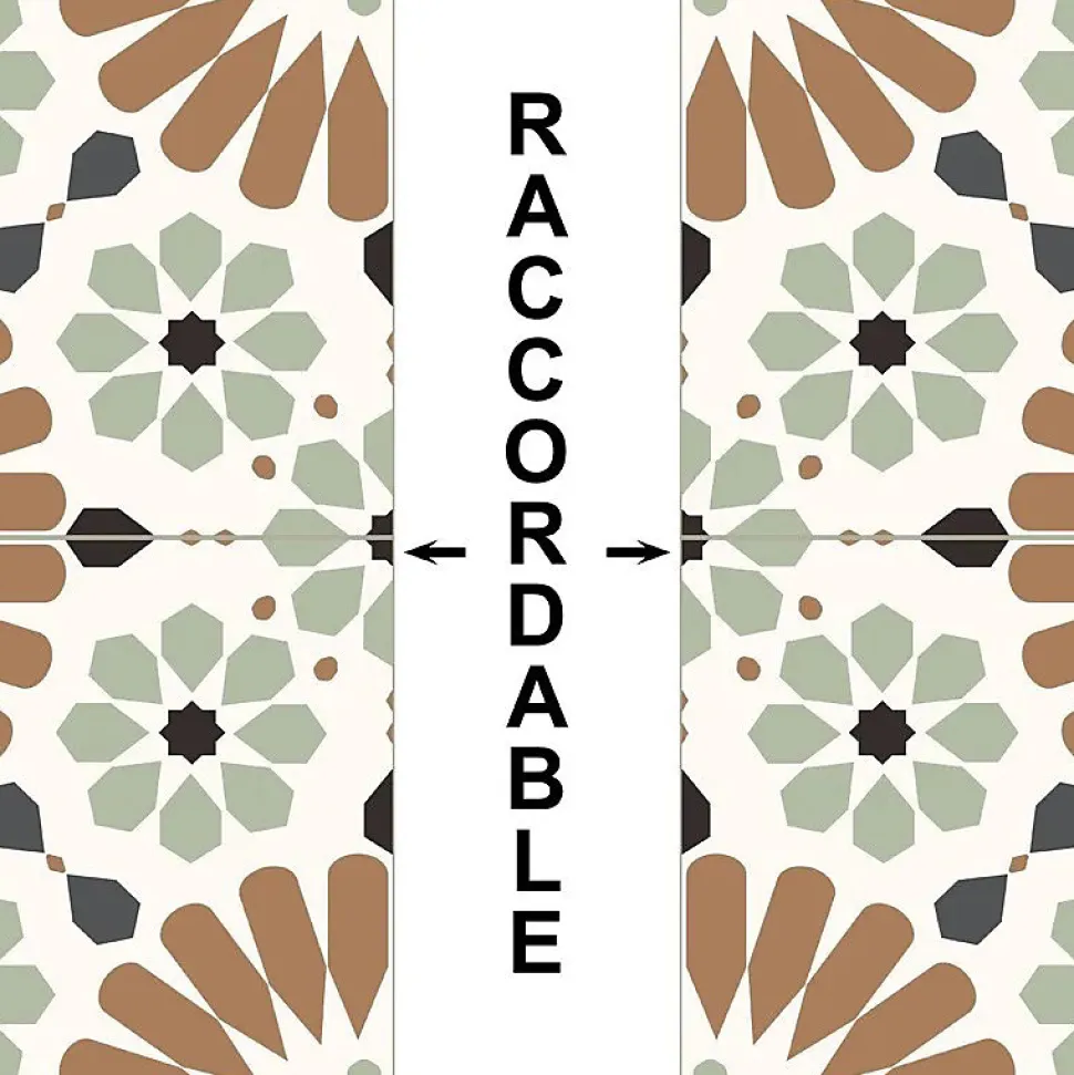 Crédence cuisine en aluminium - effet carreaux de ciment marron et vert - 180x20 cm (en 2 bandeaux)